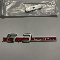 6.3 AMG Emblem Red Black Fender Logo Badge Nameplate Mercedes OEM C63 E63 S63