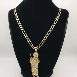 14k FIGARO CHAIN & SJ PENDANT 