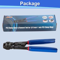 JWGJW PEX Clamp Cinch & Removal Tool For Sizes 3/8"- 1" with Clamp Rings