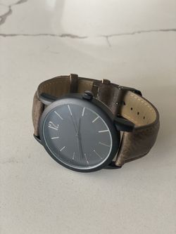 Beautiful Black Faced Watch With Brown Band