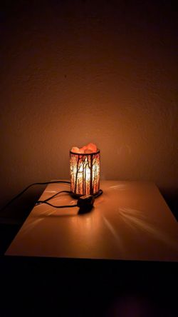 Himalayan Pink Salt Rock Lamp – Forest Tree Metal Basket with Dimmer