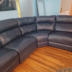 Navy Blue Reclining Sectional 