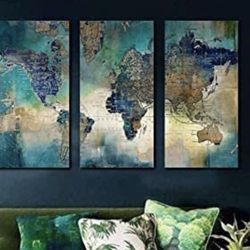WORLD MAP 3 PIECES 24"×48"NEW IN THE BOX 