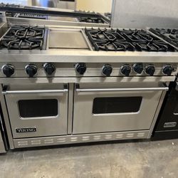 Viking 48”wide Gas Range Stove In Stainless Steel With Griddle 