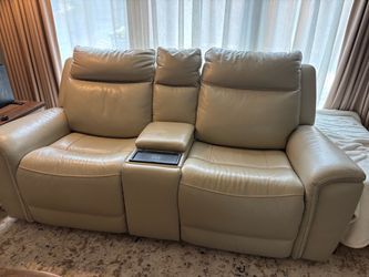 Leather loveseat zero gravity recliner