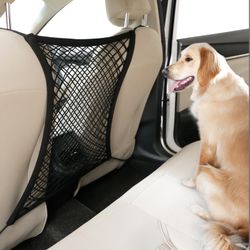 Dog Car Net Barrier For SUVs, Pet Barrier With Metal Hooks & Stretchable Mesh, Car Divider