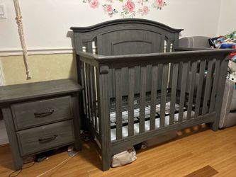 Crib and nightstand