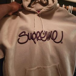Supreme Raised Handstyle Hooded Sweatshirt Dark Taupe  Sz 2XL (New)