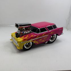 Funline 2002 Vintage Die-cast Hot Rod 1950 Bel Air With Yellow Flames Purple 11"