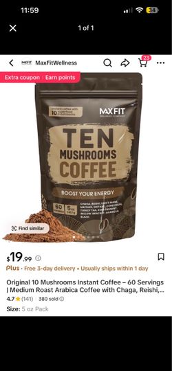 MaxFit Ten Mushrooms Instant Coffee 5oz