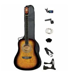 Washburn Premium Acoustic Guitar Pack Quilted Maple Top Vintage Tobacco Burst