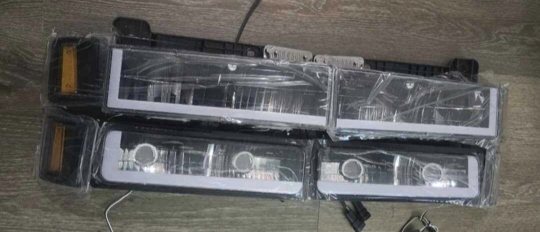 1988-1999 Chevy Silverado Pickup  Tahoe Suburban drl Headlights Black Housing full led headlights