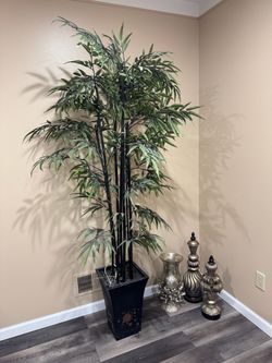 Large Artificial Black Bamboo Tree with Planter and home decoration. Tree and home decoration. 4 pieces.