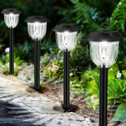 Solar Lights Outdoor Waterproof, 6 Pack LED Solar Powered Garden Lights, Solar Pathway Lights for Outside, Yard, Patio, Pathway, Walkway, Cool White