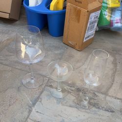 Wine, Martini, Champagne Glasses And Decanter 