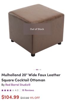 Brand New Leather Cocktail Ottoman