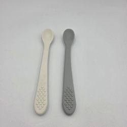Sperric Baby Infant Spoons 2 Pack Soft Silicone Baby Spoons Training Gray
