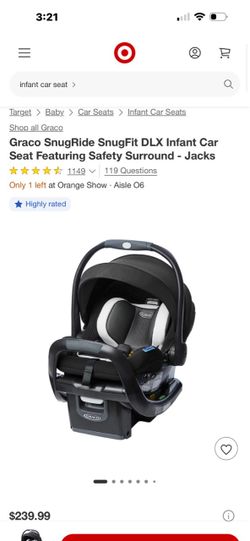 Graco SnugRide SnugFit DLX Infant Car Seat Featuring Safety Surround - Jacks