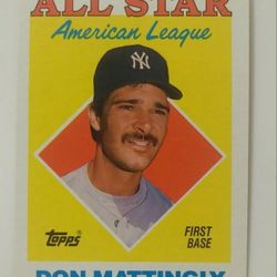 1988 Topps Don Mattingly New York Yankees N.Y. #386 All-Star Baseball Card Vintage Collectible Sports MLB