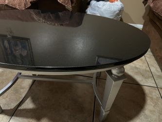 Real Marble Amazing Coffee Table ( Black And Silver )