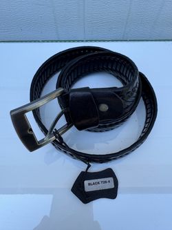 New men's hand-woven genuine leather buttoned leather belt