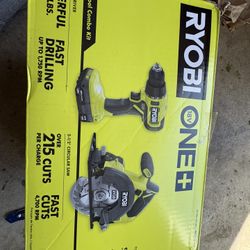 ryobi one + 18v 2 tool combo kit drill plus driver cicular saw 2 battiers and charger