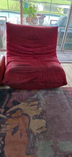 Red Microsuede Low-Profile Chair