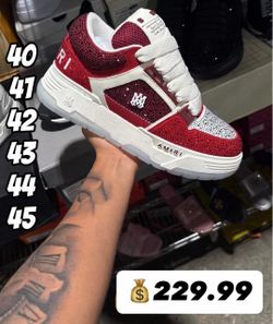 Amiri MA-1 Sneakers Red Crystal Rhinestone