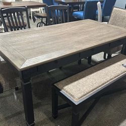 OM• $38 Initial • Brand New Tyler Creek Dining Set, Table, Chairs And Bench