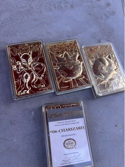 Pokémon Gold plated trading cards with case