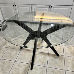 Round Glass Dining Table 