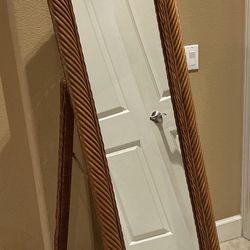 Beautiful Rattan Full Length Self-Standing Mirror  And Bench