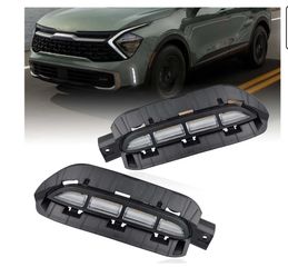 Switchback White/Amber LED Front Bumper Fog Light DRL Amber Sequential Turn Signal Feature Compatible with Kia Sportage 2023 2024 X-Pro Prestige Repla
