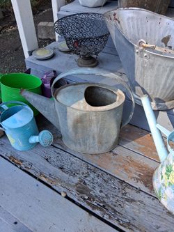 Vintage Galvanized Metal Watering Can
