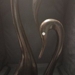 Vintage carved wood swans - set of 2 - mother and baby