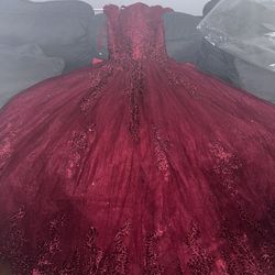 Quinceañera dress burgundy new size small