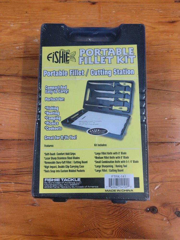 Fishie FTFK-141 Portable Fillet Cutting Station Knives Kit ~ Brand New, Sealed