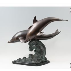 Bronze Sculpture Of Dolphins Original