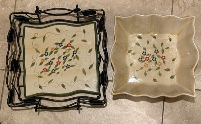 Temp-tations Old World Multi 3-Piece Square Baker Set w/ Wire Rack & Lid-It Tray