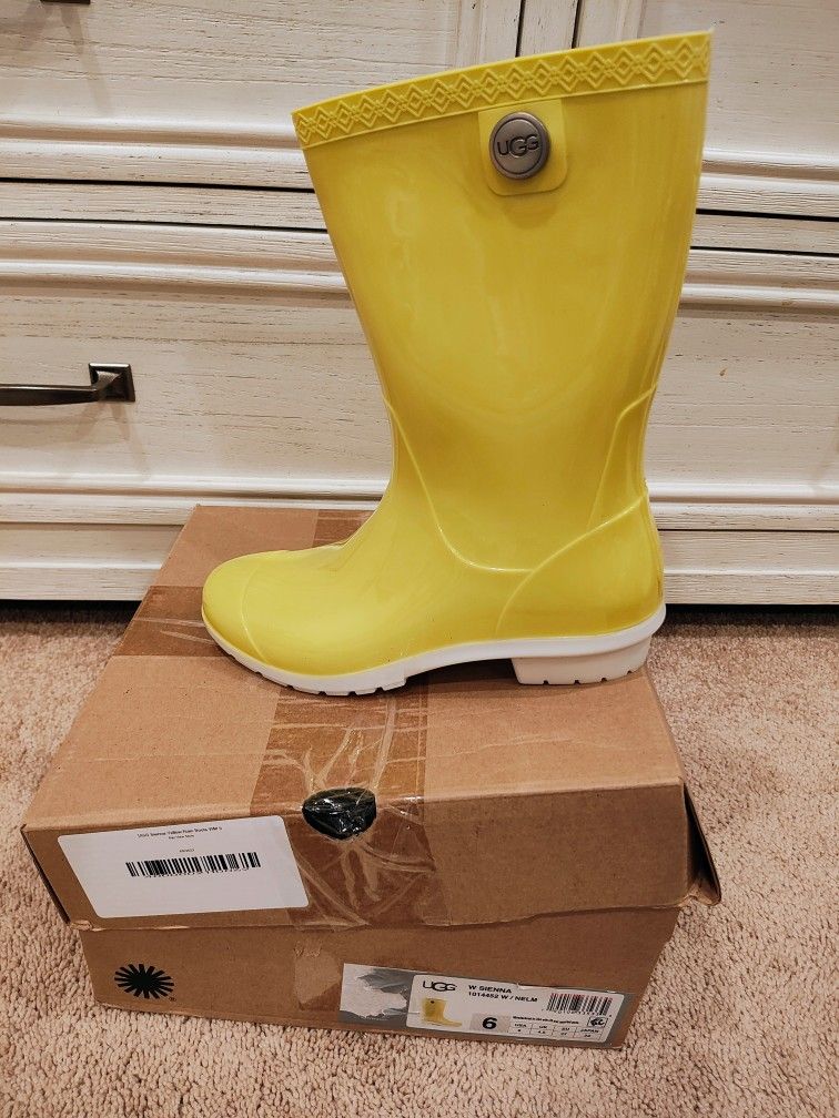 Brand New Ugg Yellow Rain Boots In Box