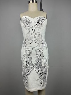 Guess Studded Strapless Bodycon Cocktail Dress Cream size 0 XS