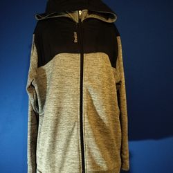 Reebok Hoodie Large Full Zip Hooded Grey Black Warm (Size L)