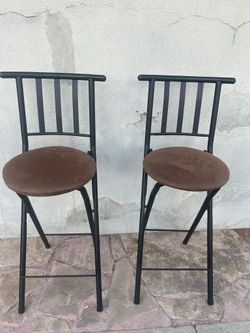Mainstays Indoor Metal Folding Stool with Slat Back and Microfiber Seat. 75 for both