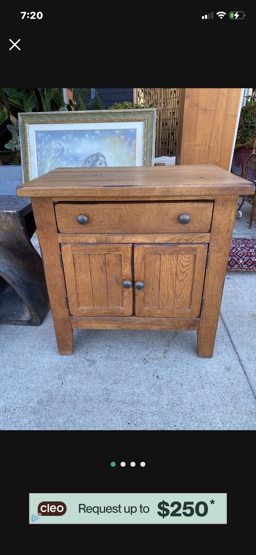 Antique Made Well Solid Wood Nightstand Cabinet
