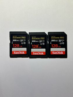 3x SanDisk Extreme Pro 128GB SD Cards (200MB/s) - Excellent Condition