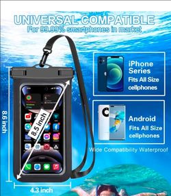 Waterproof Phone Pouch,2 Pack Black White Phone Waterproof Case,Cell Phone Dry Bag