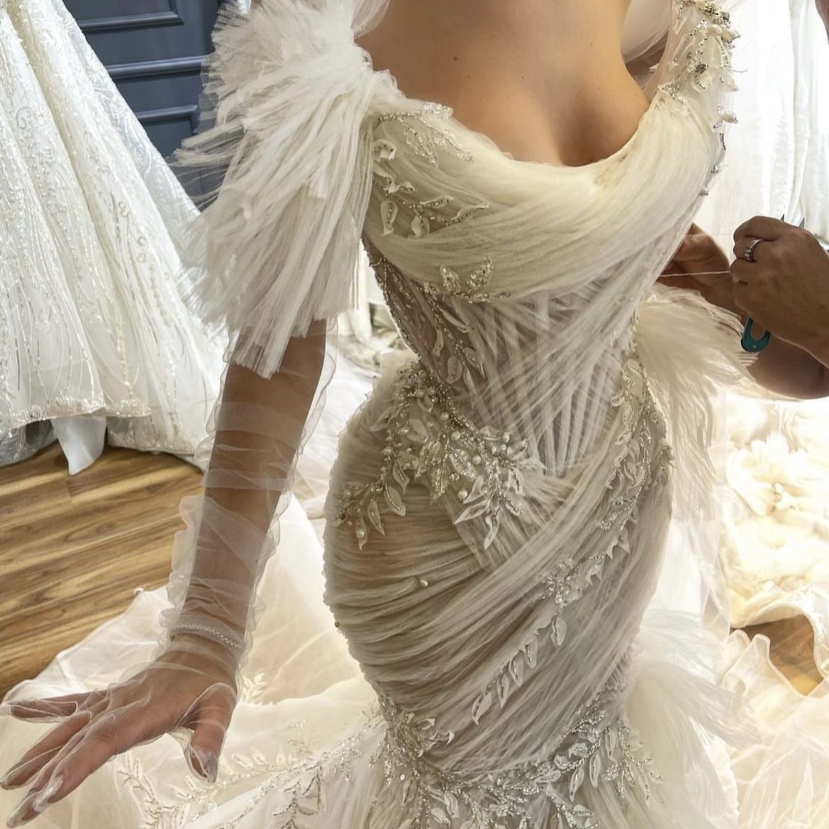 Wedding Dress, Lena Berisha, Ivory, Size Large 