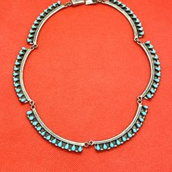 Sterling Taxco Turquoise Necklace 