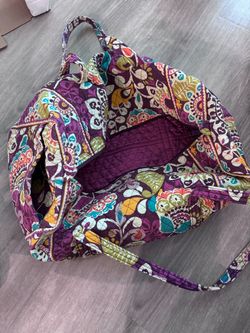 Vera Bradley Duffel Bag Large Retired Print “Plum Crazy” Floral Quilted
