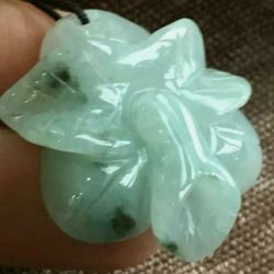 Burmese icy type A jadeite jade pendant lucky Flower.